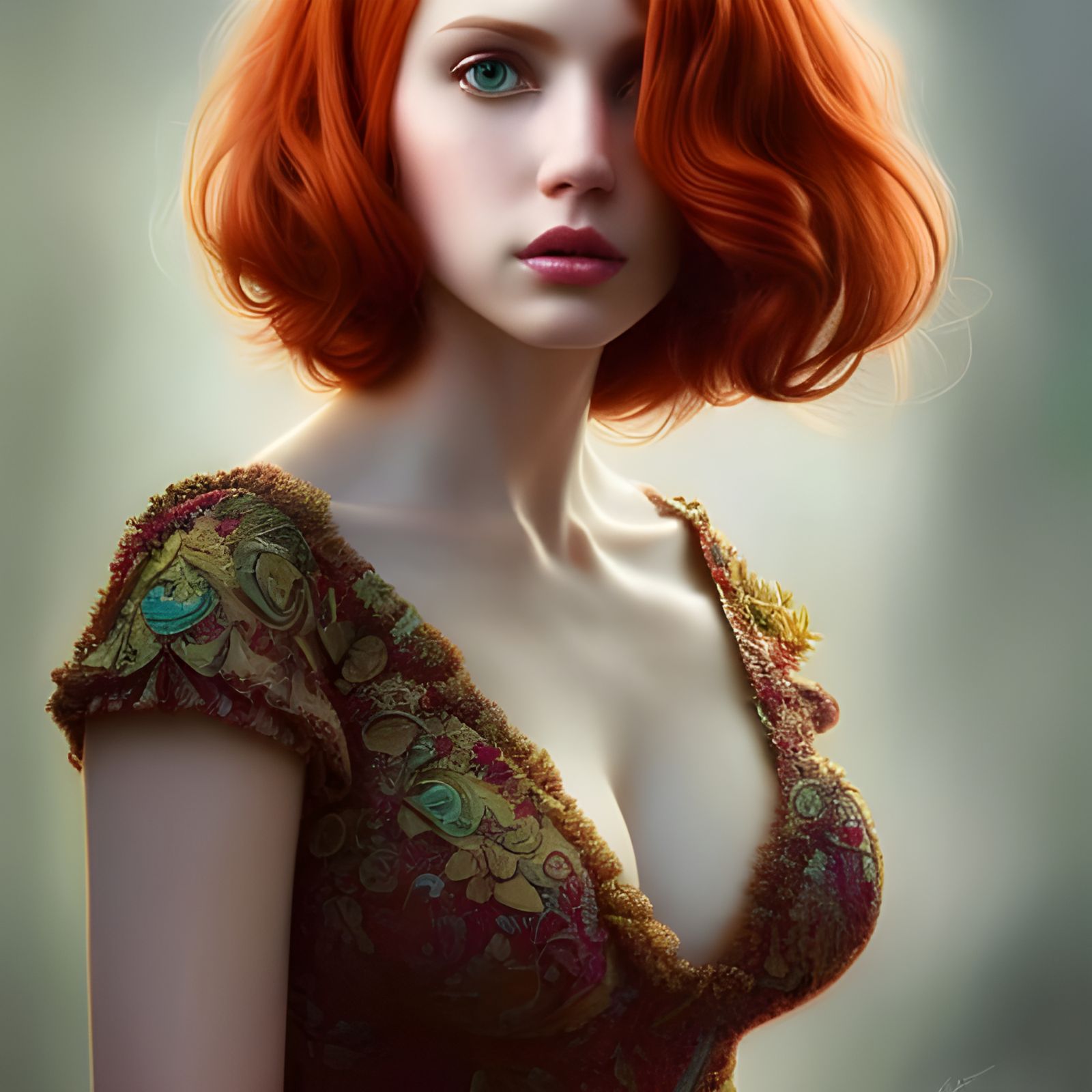 Gorgeous Redhead Portrait in Hyperrealistic Digital Art