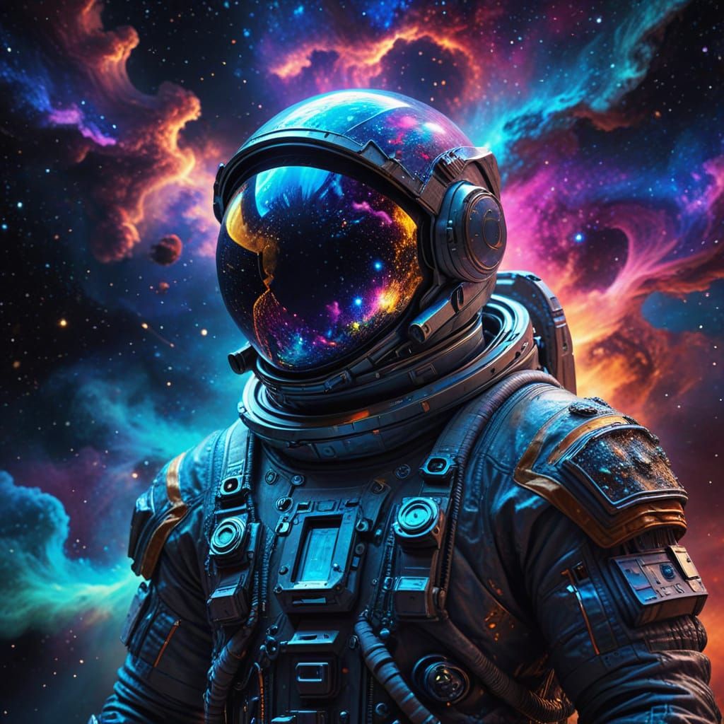 Astronaut Lost in Cosmic Nebula with Cinematic Lighting