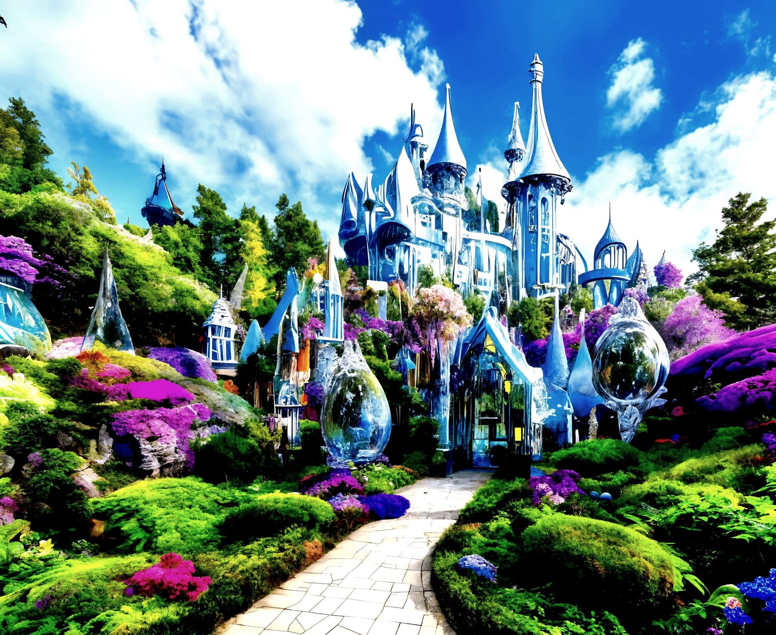 Faily castle made of curved glass