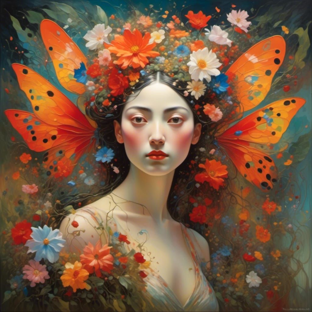 Beautiful Fairy Portrait in Enchanting Garden