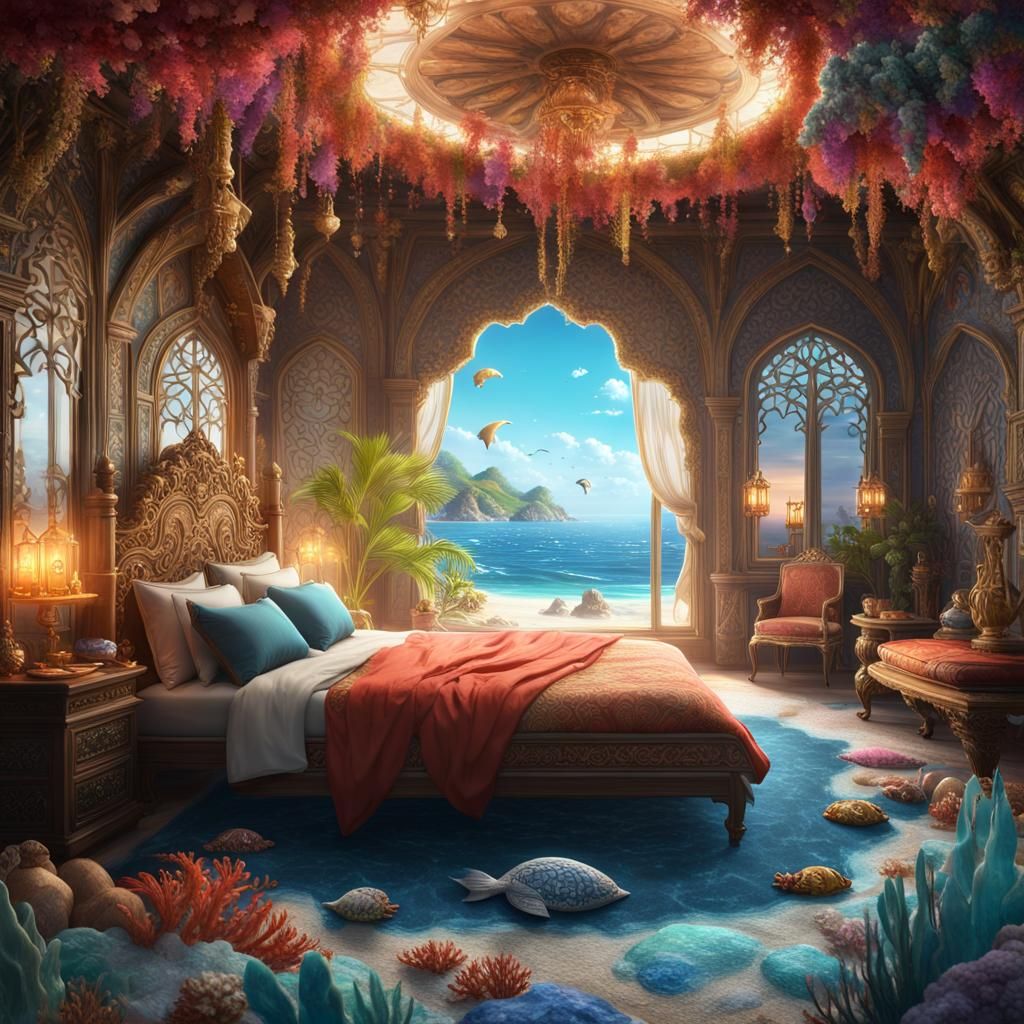 Ocean Princess Bedroom with Tropical Beach View