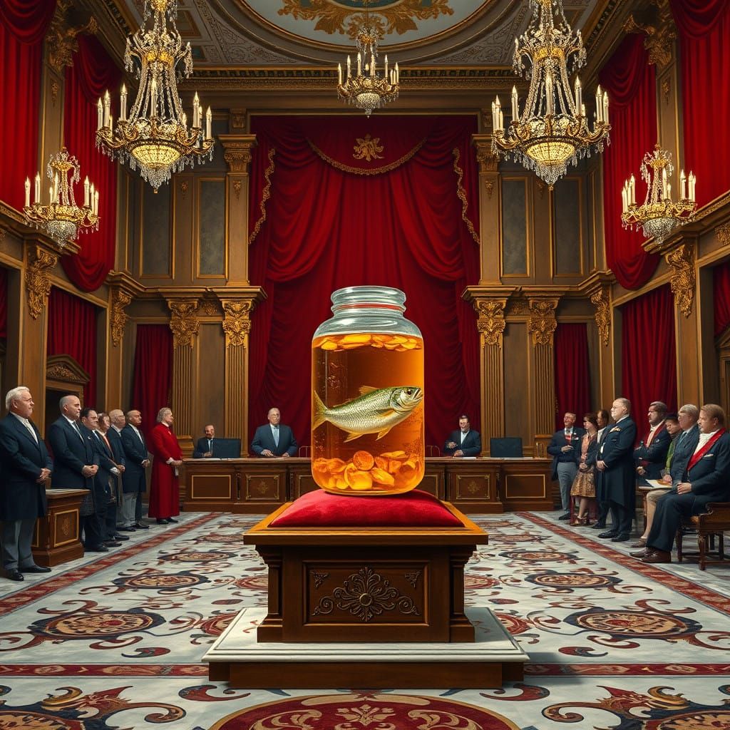 Surreal Formality: Grand Ceremony in Crimson Halls