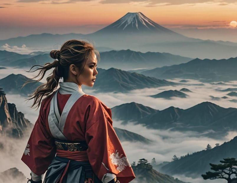 Jennifer Lopez as Samurai Warrior: Digital Art