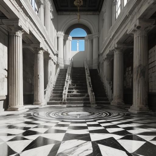 Sinister Black and White Robot Model in Coffee Shop