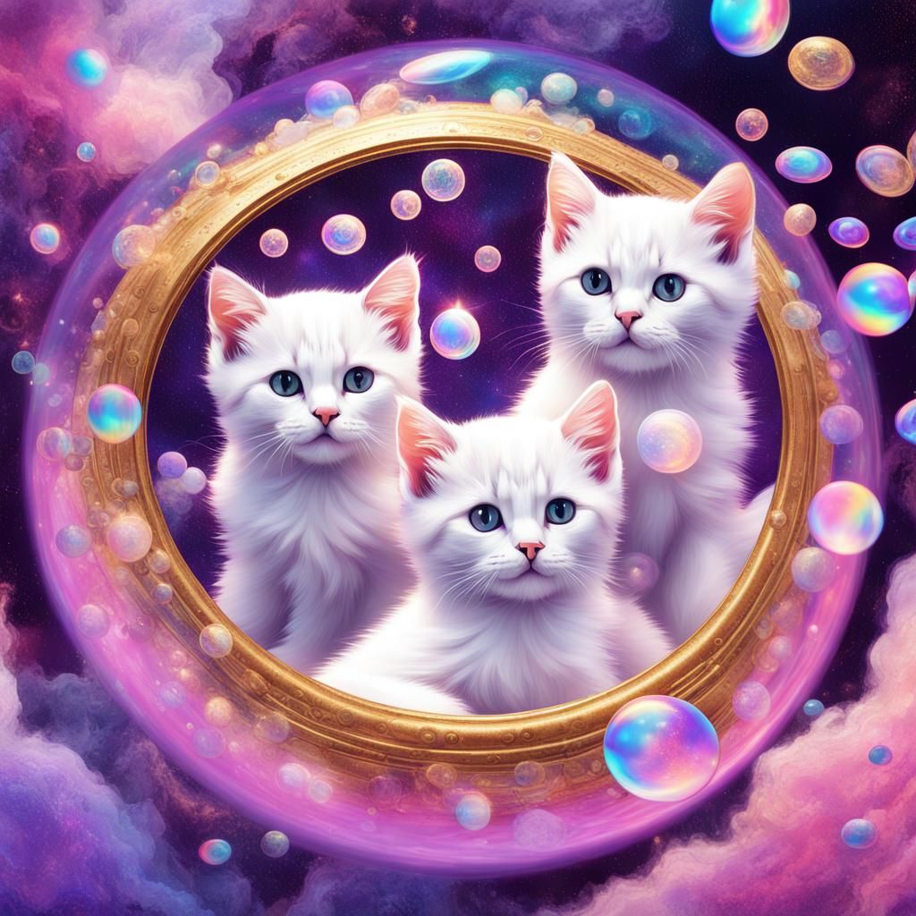Kittens in Rainbow Bubbles in Cosmic Galaxy