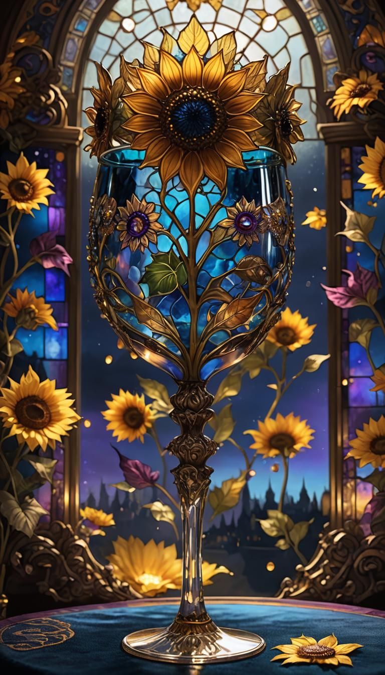 Crystal Sunflower Wine Glass in Fantasy Style