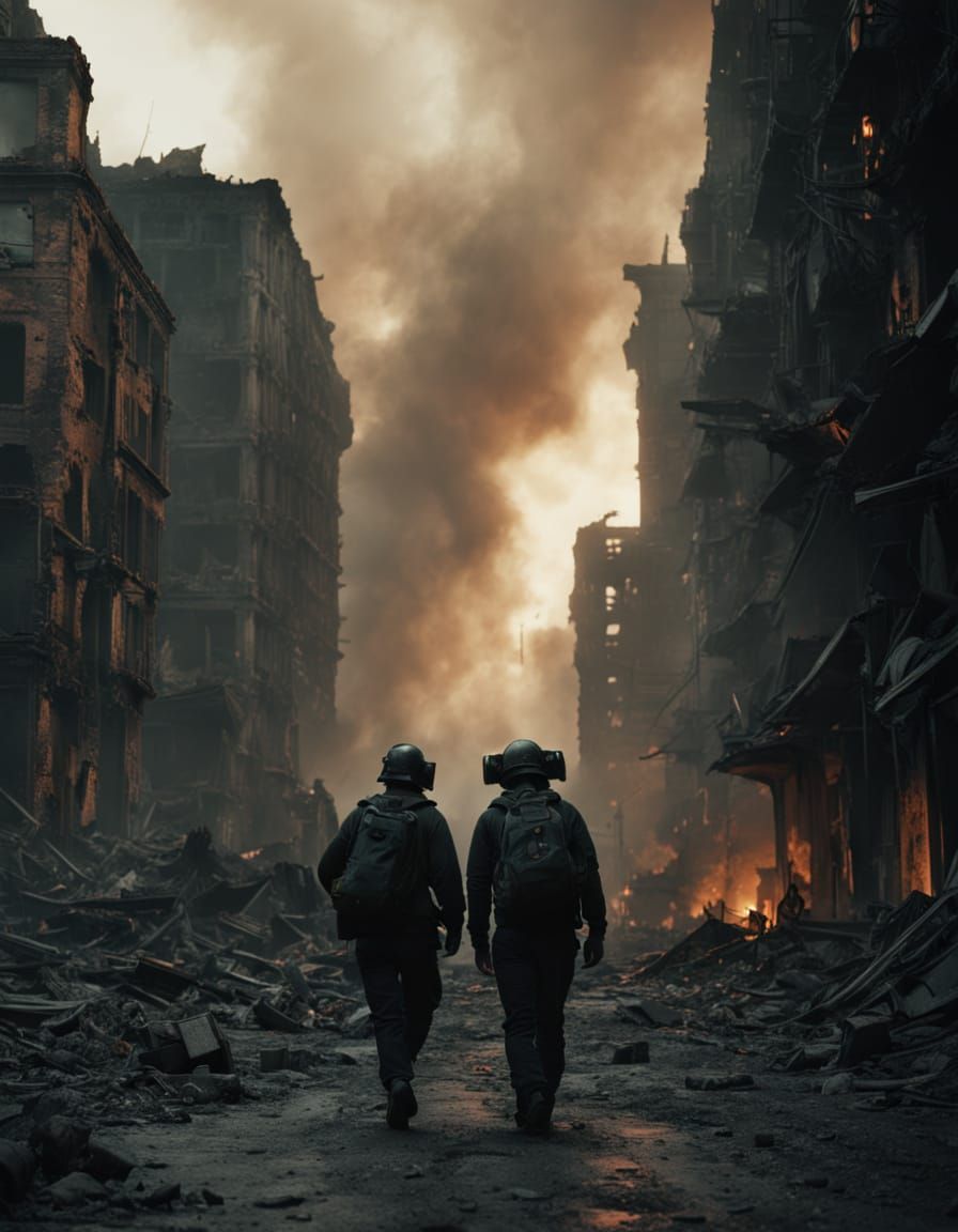 Post-Apocalyptic City Ruins with Moody Lighting