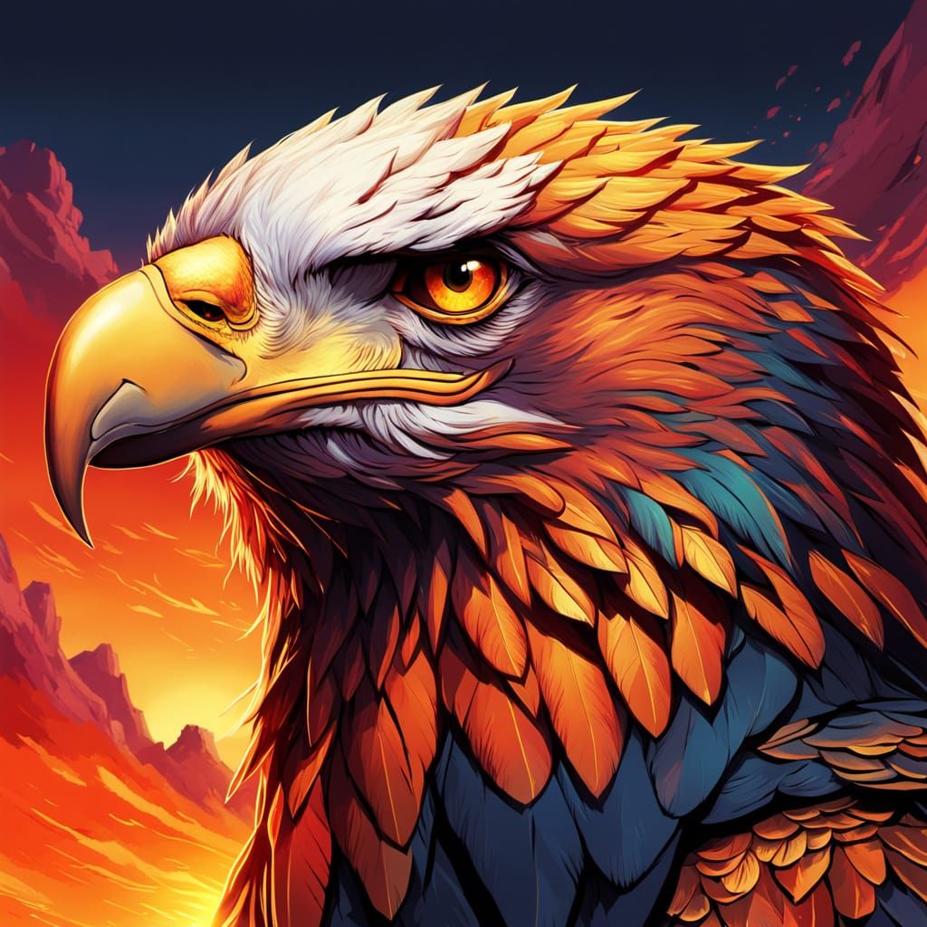 Fierce Eagle Avatar in Vibrant Digital Art