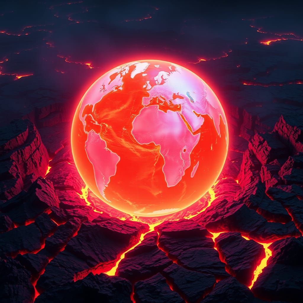 Glowing Globe Emerges from Volcanic Crater