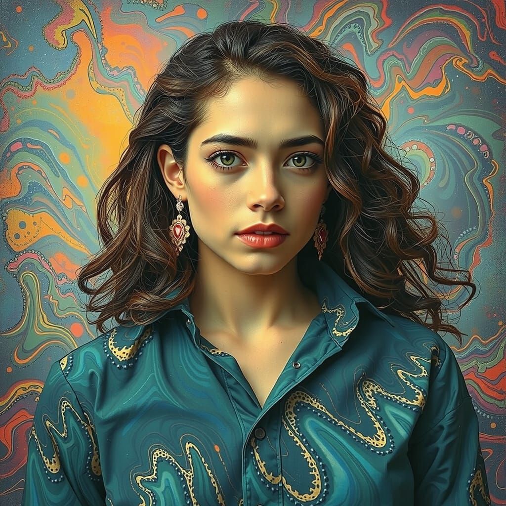 Surreal Silhouette Dissolving into Rainbow Currents