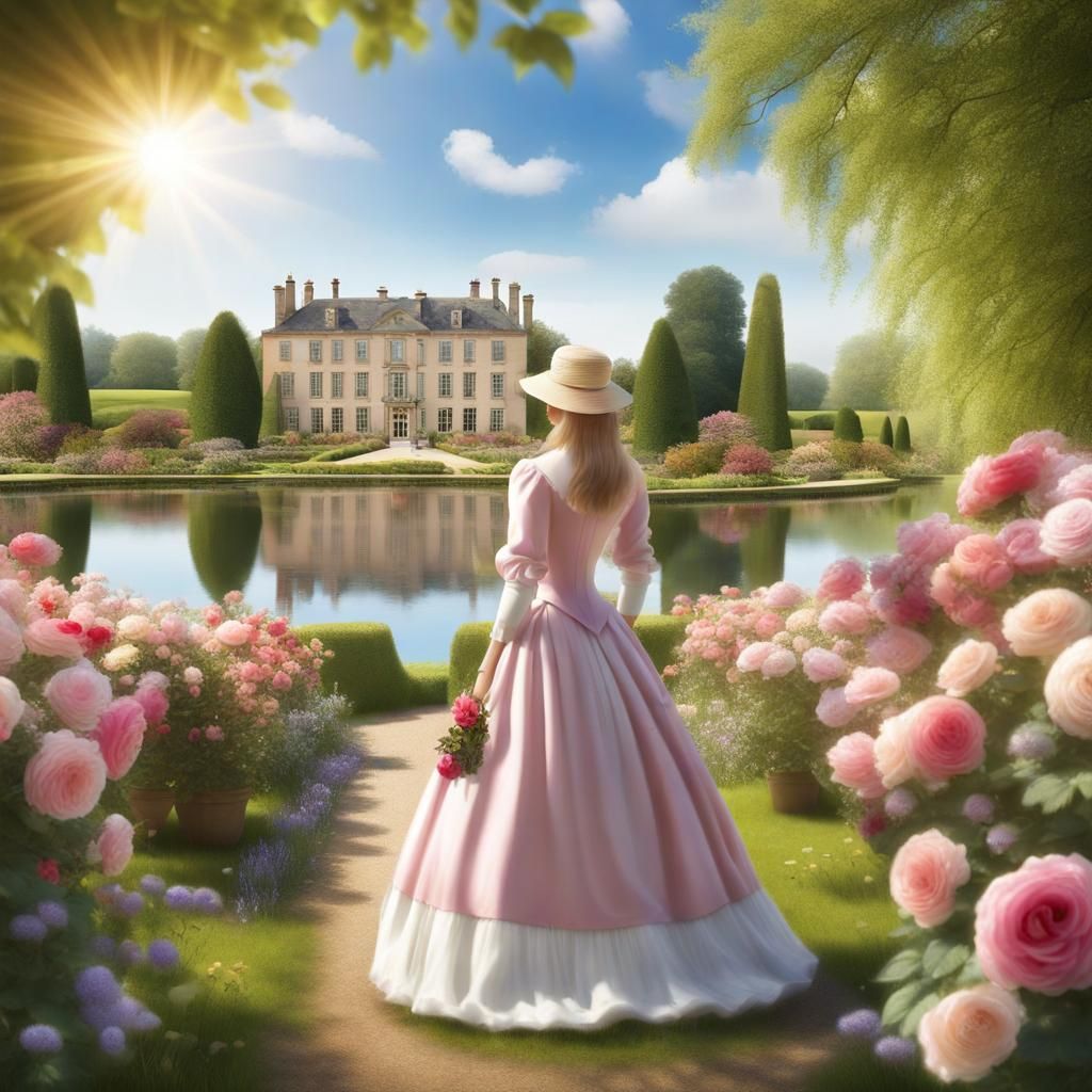 Stately Manor Garden in Springtime