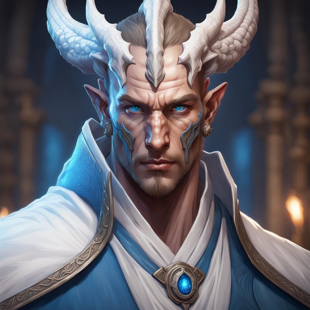 Dragonborn Monk Portrait in Hyperdetailed Concept Art