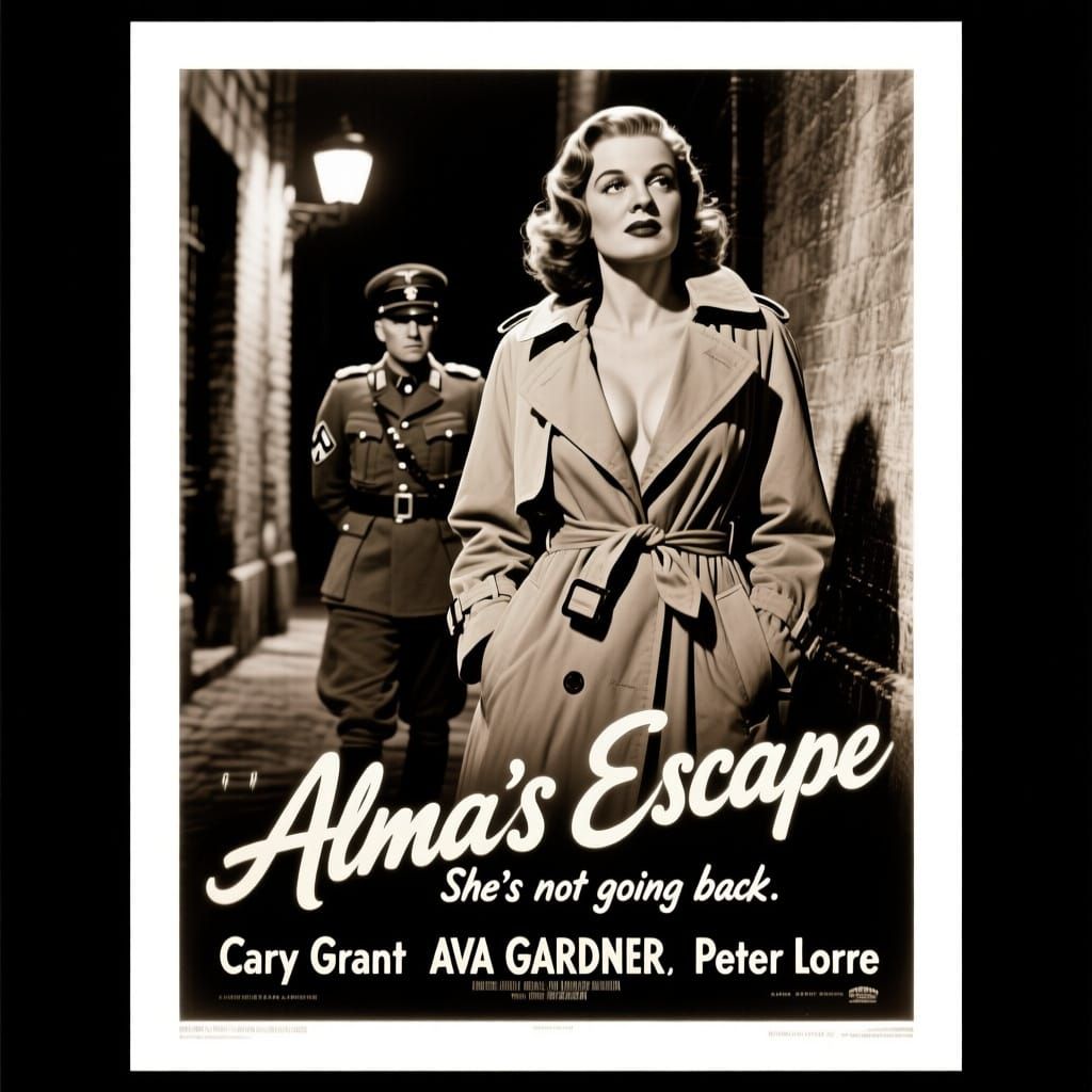 Alma's Escape: 1940s Movie Poster of Jewish Woman Fleeing