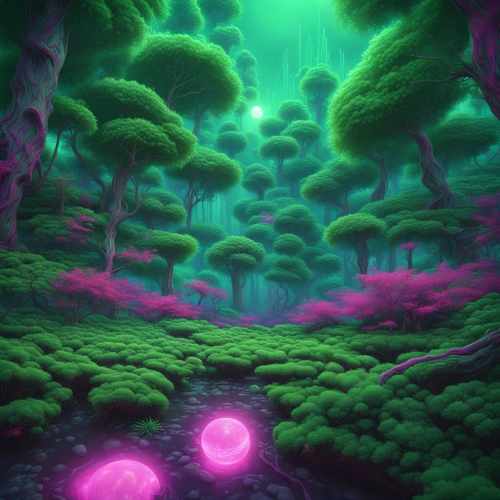 Vaporwave Energy Forest in a Universe