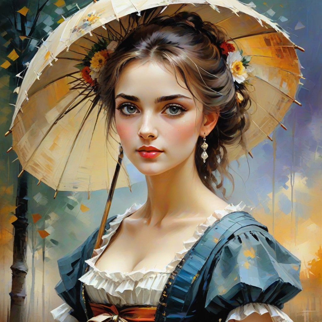 Elegant 18th Century French Lady in Soft Lighting and Textur...