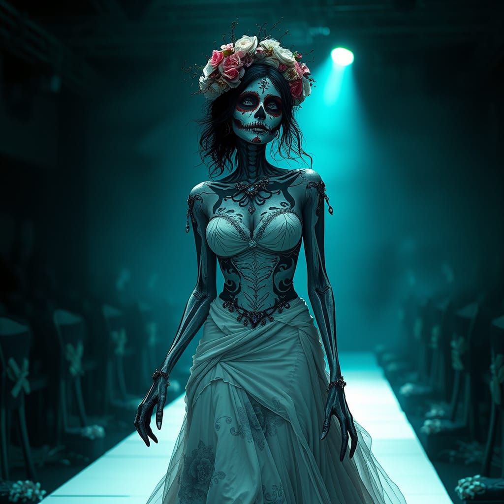 Ethereal Zombie Bride in Dark Fantasy Fashion