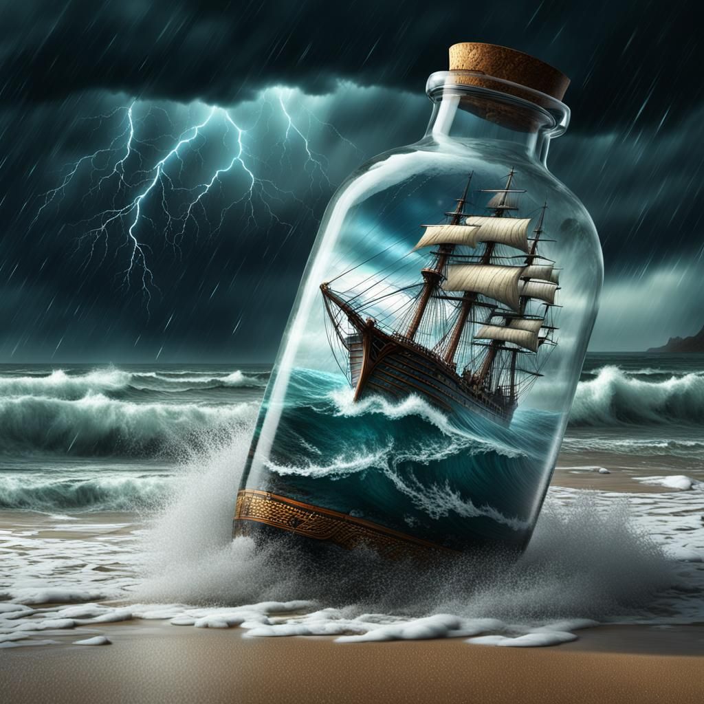Ship in a Bottle: Cinematic Storm Scene