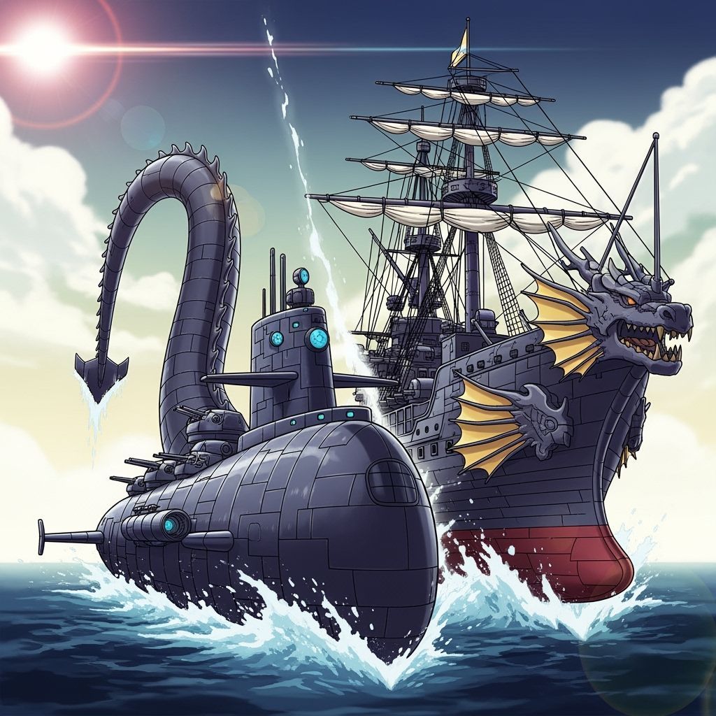 Dragoon Ship Morphing Between Submarine & Battleship