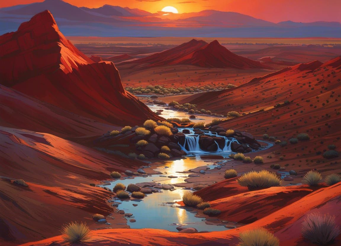 Desert Antelope Sunrise: An Oil Painting