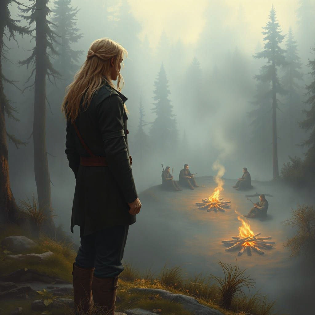 Ethereal Forest Watcher in Hyperdetailed Fantasy Scene