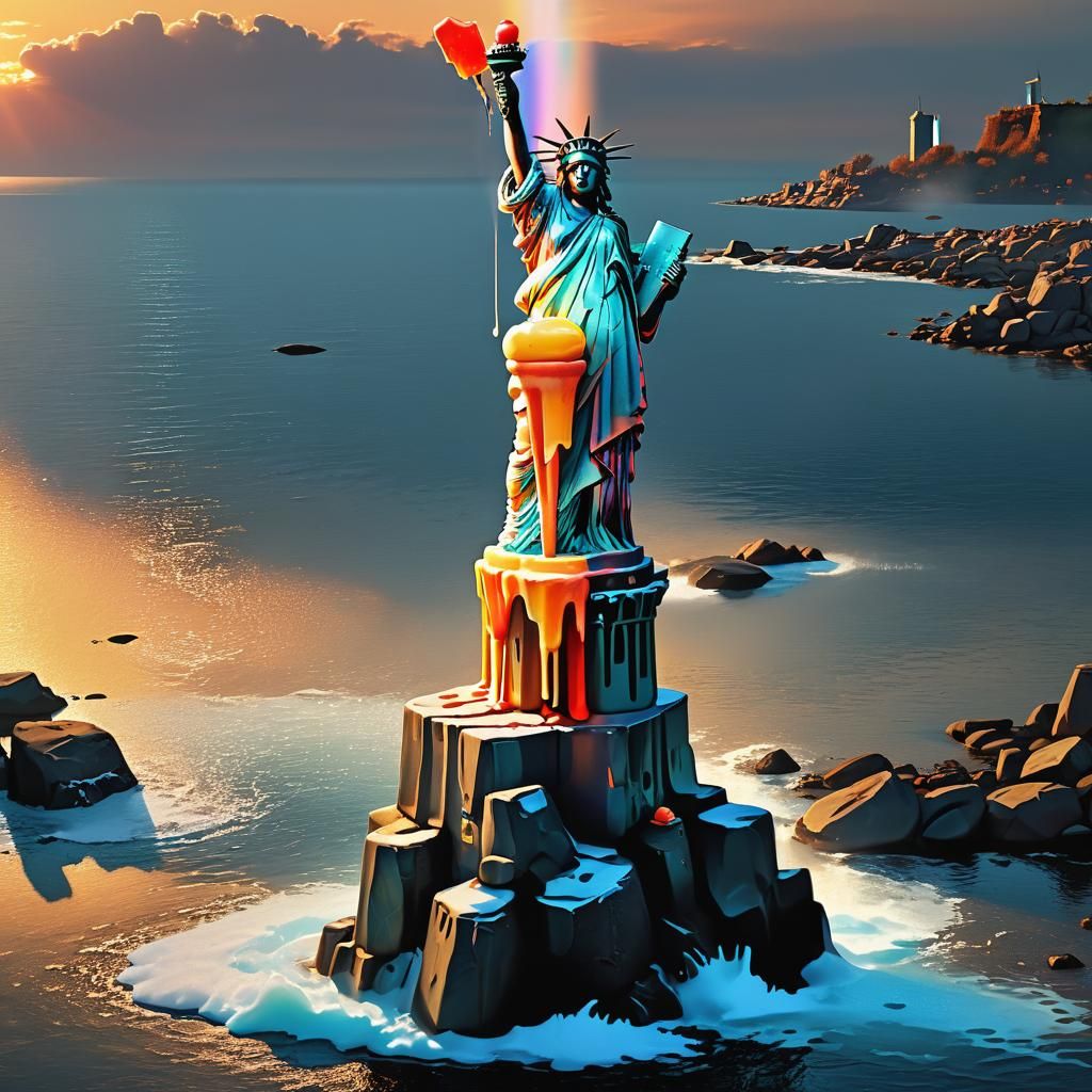 Statue of Liberty Popsicle in Surreal 3D Sunset
