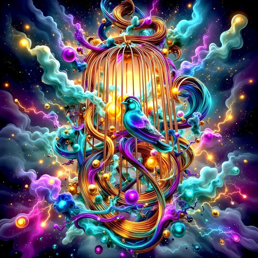 Dreamlike Birdsong in a Cage: Abstract Fractal Art