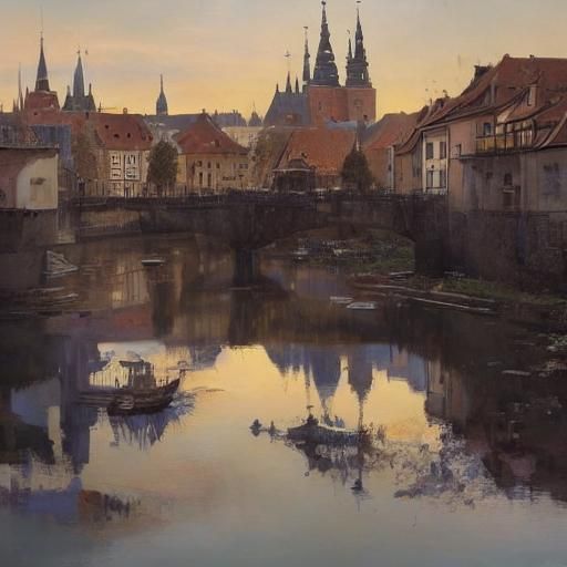 Wrocław Skyline at Sunset with Odra River Bridges