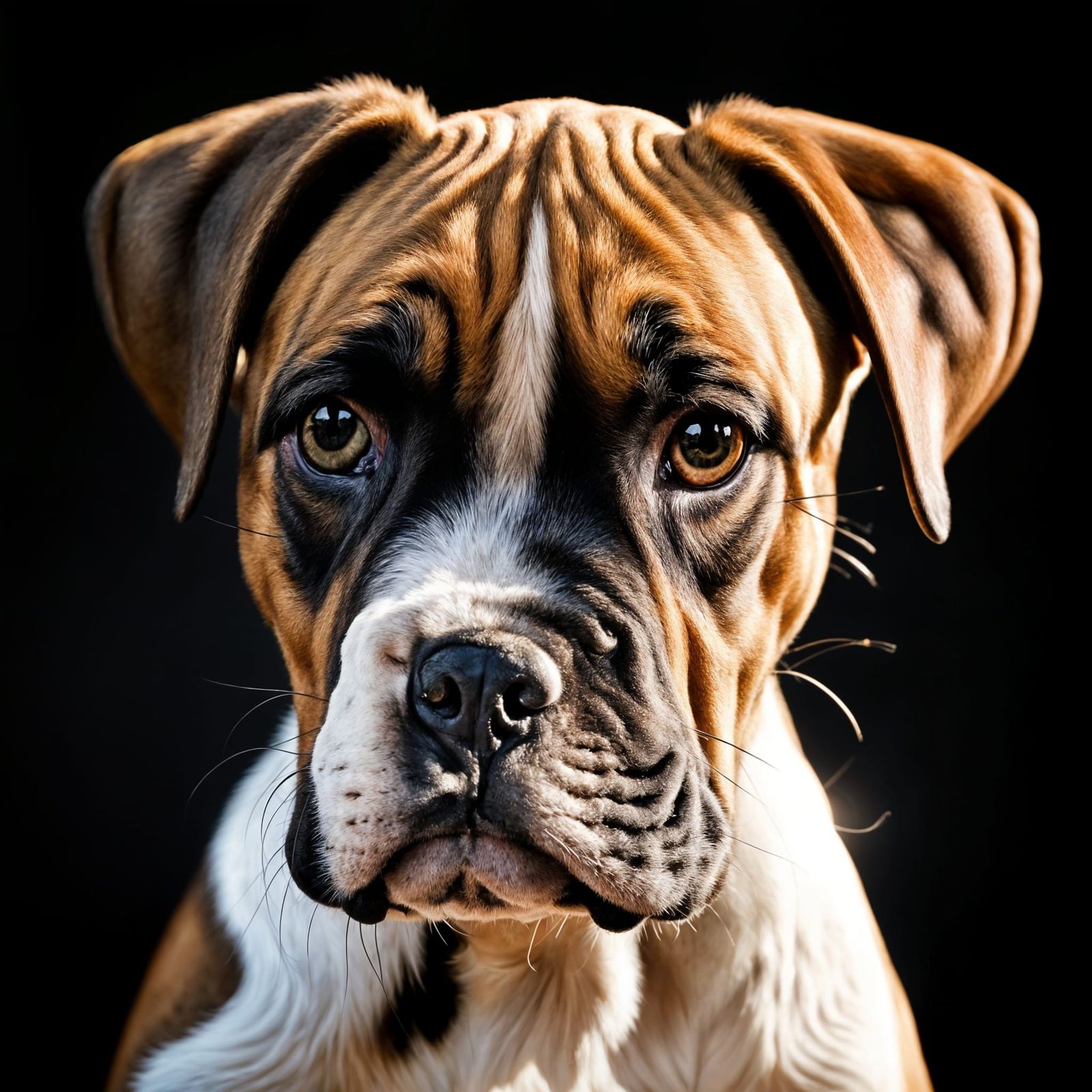 Boxer Puppy Portrait in Minimalist Black and White