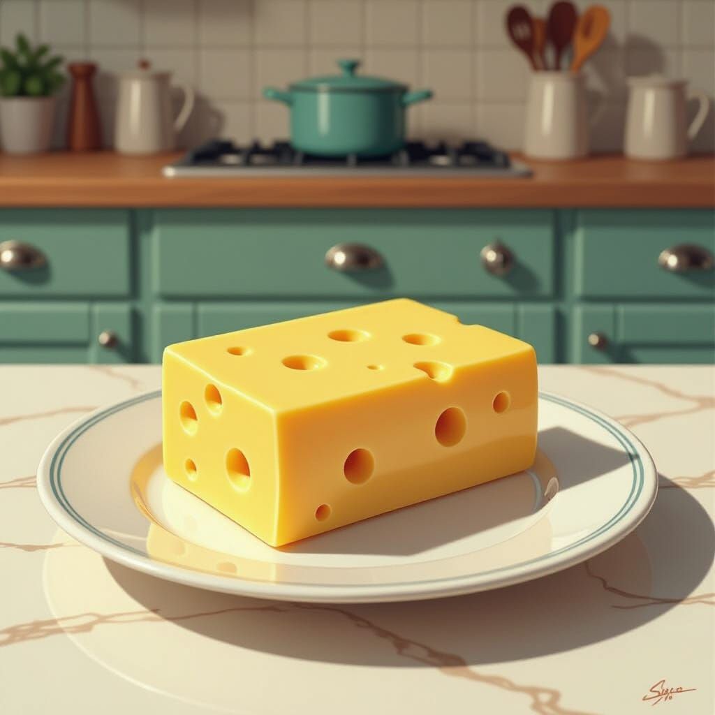 String Cheese on Plate in Comic Style