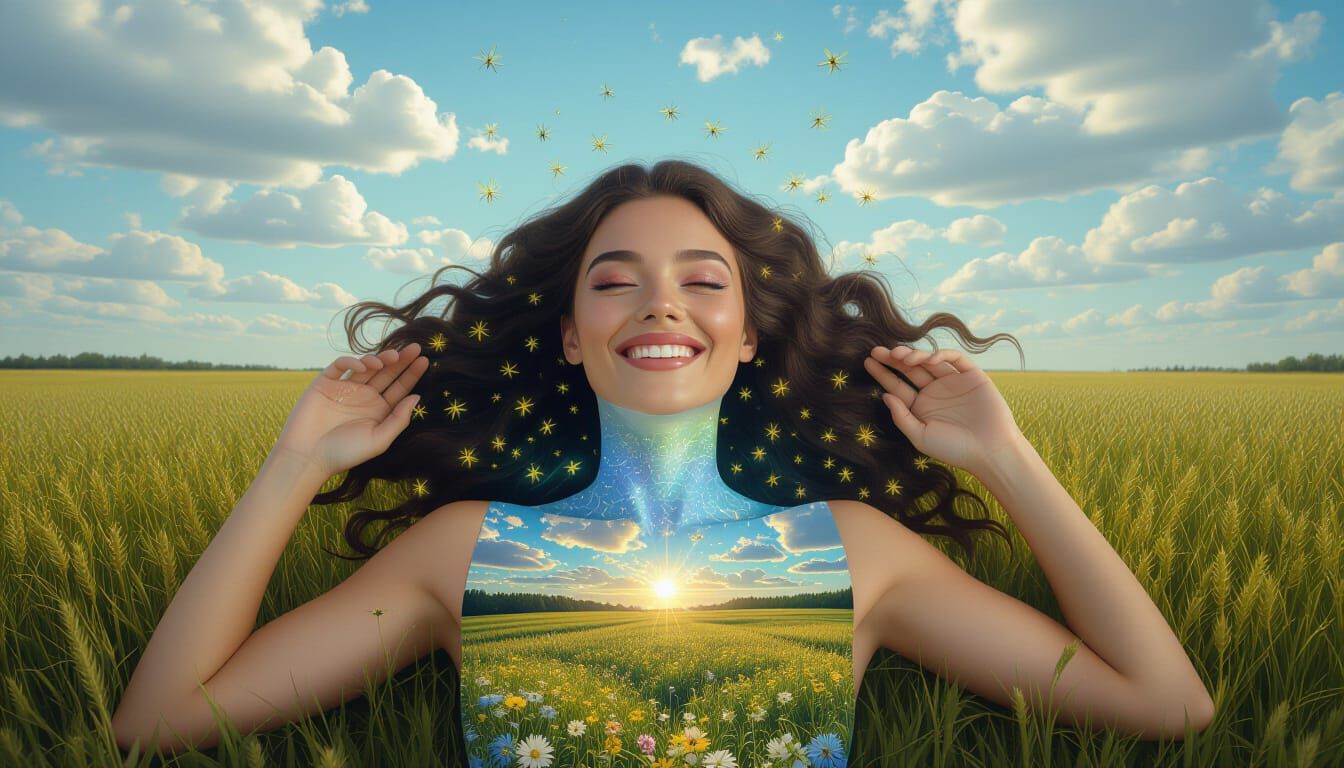 Ecosystem Woman: Bio-Art Collage in Surreal Style