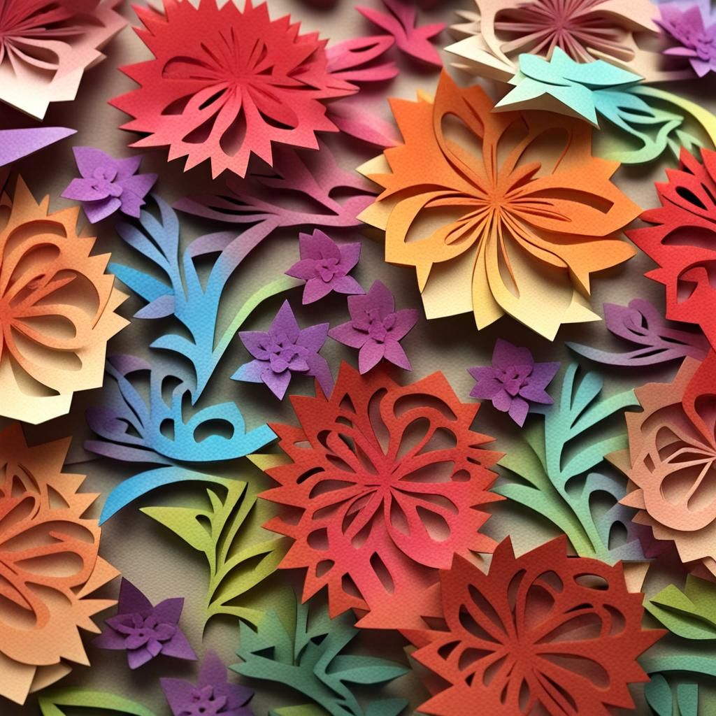 Vibrant Watercolor Kirigami Paper Art Image