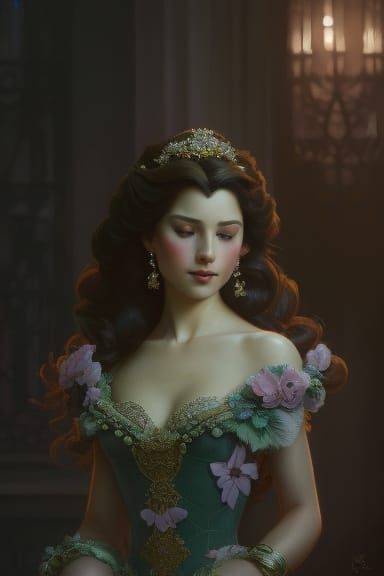 Princess Belle Portrait in Digital Art Style