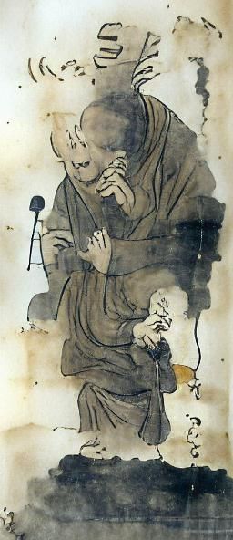 Monk Kūya Reciting Nembutsu in Sumi Ink Style