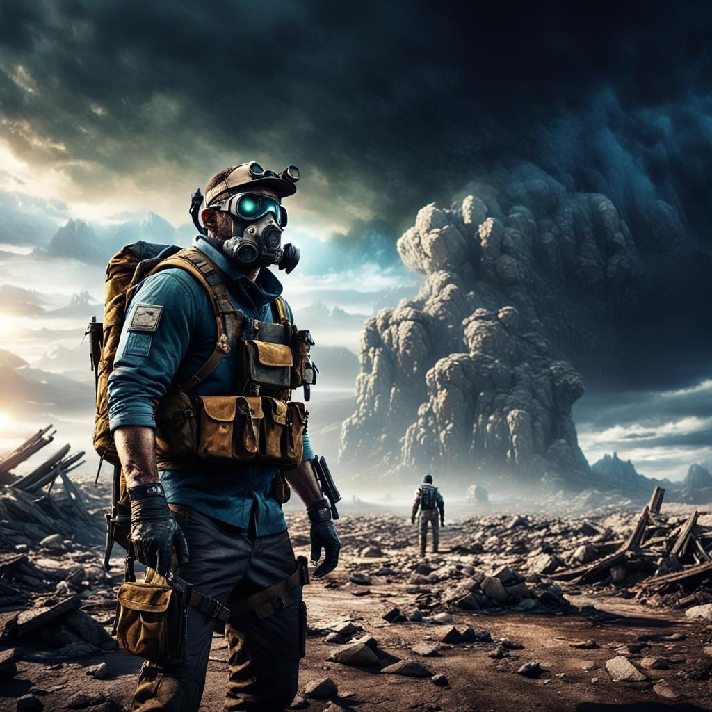 Apocalypse Survivor in Desolate Wasteland Digital Painting