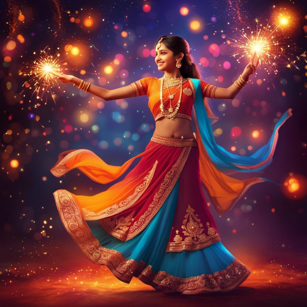 Diwali Celebration: A Vibrant Indian Girl Dancing