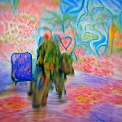 Abstract Psychedelic Impressionism: Leaving a Loved One