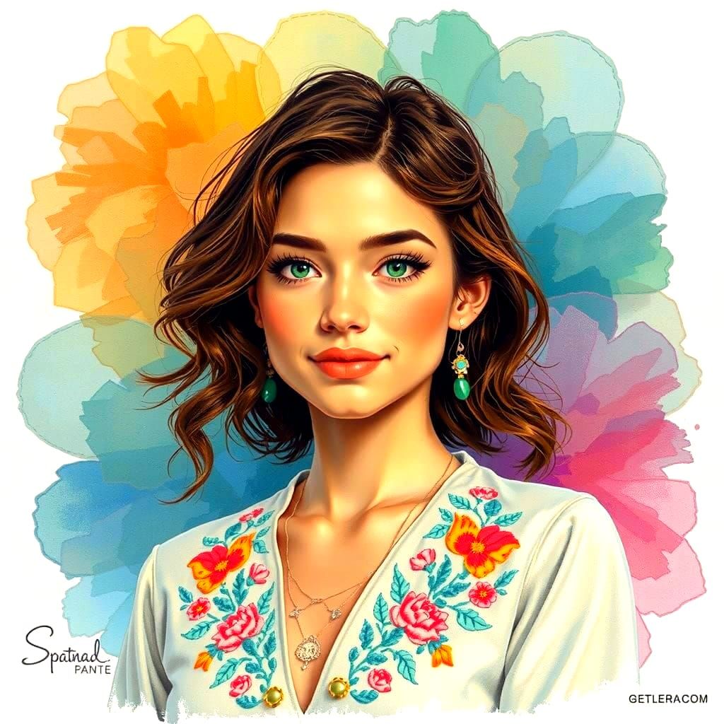 Alcohol-Ink 3D Portrait of a Smiling Woman