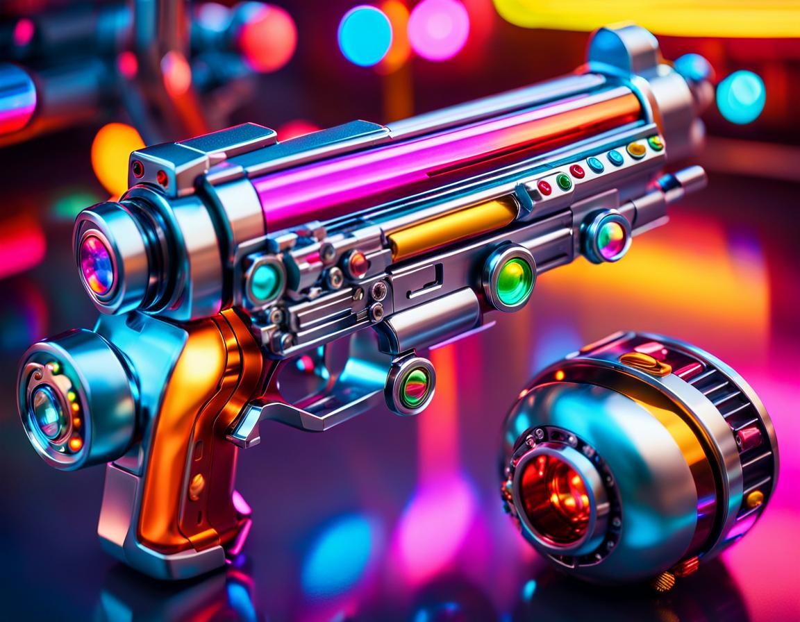 Futuristic Toy Gun in Cartoon Style