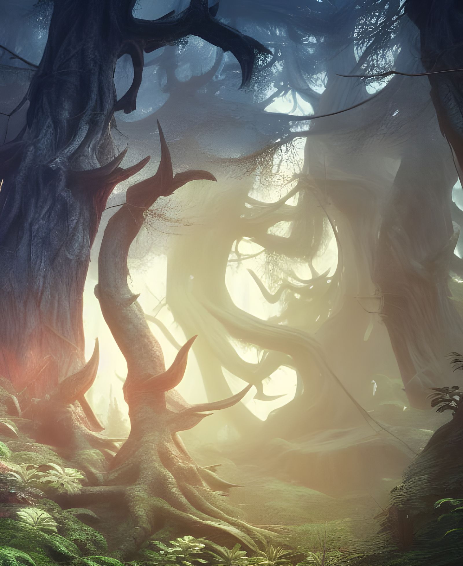 Detailed Ancient Forest Fantasy Concept Art