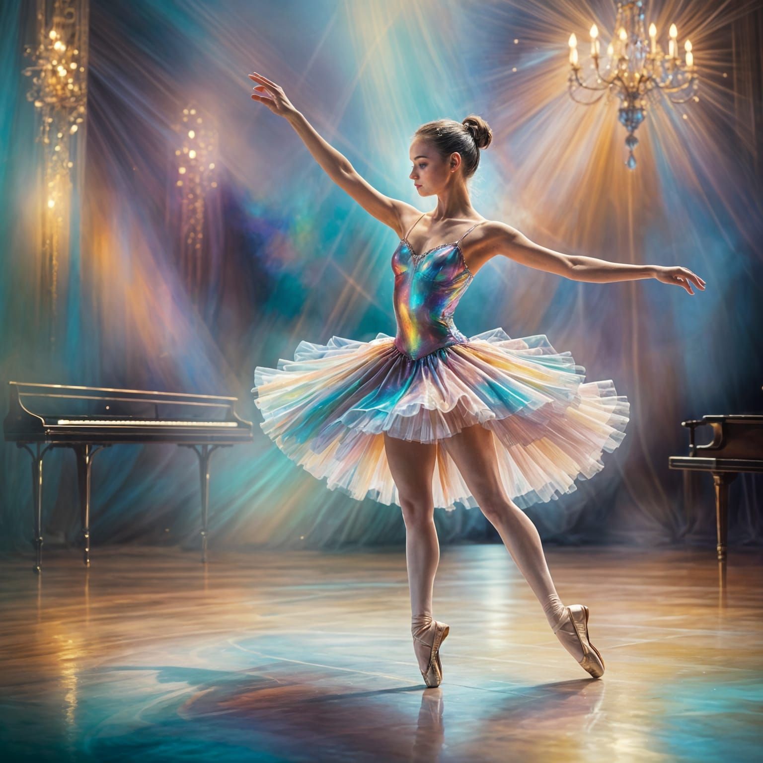 Ballerina's Enchanting Ballet Performance on Grand Stage
