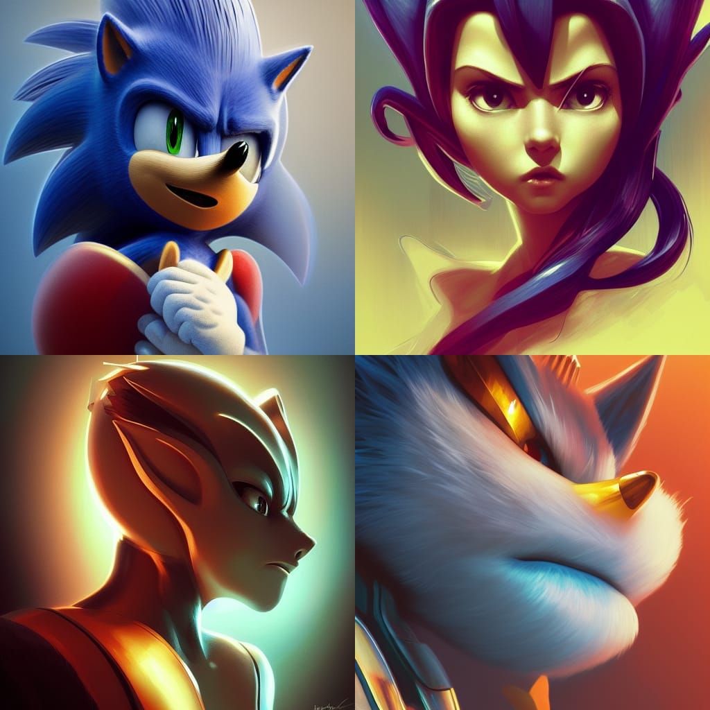 Hyperrealistic Sonic Toy Portrait, Detailed Digital Art