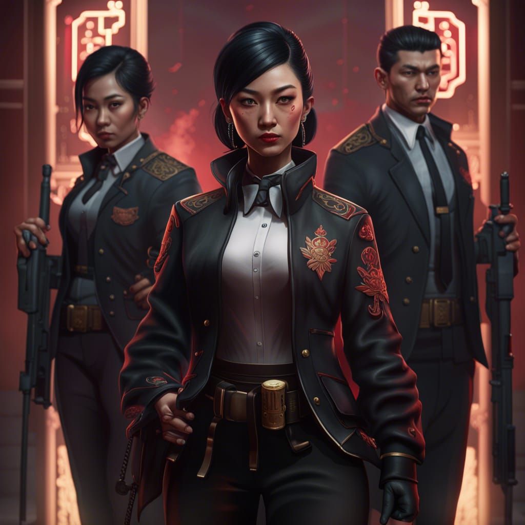 Chinese Mafia Boss in Detailed Matte Painting