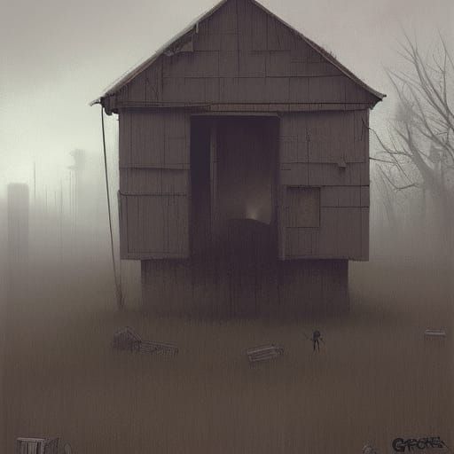 Sinister Shack Illustration in Fantasy Style