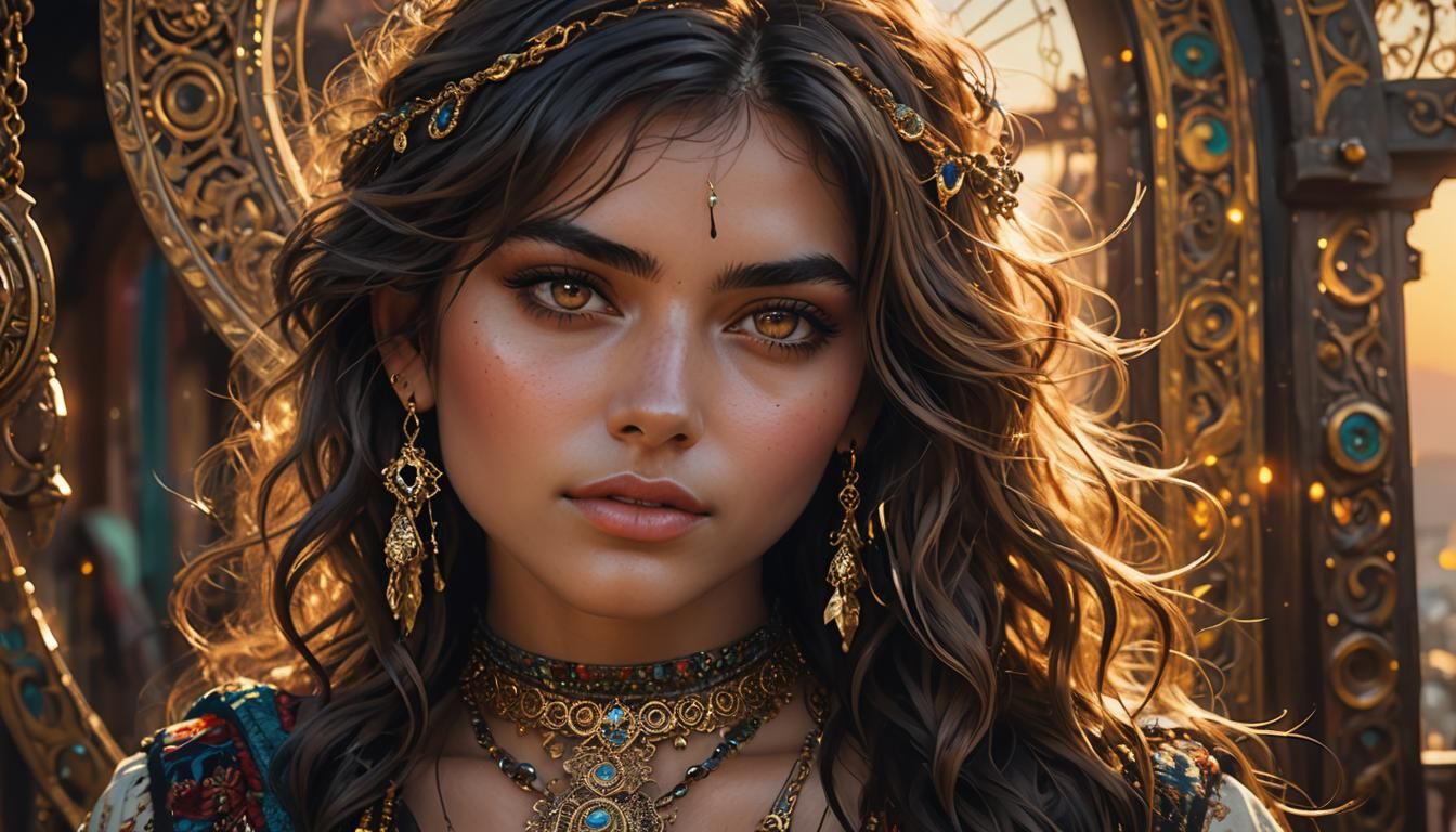 Gypsy Girl Portrait in Hyperrealistic Digital Art