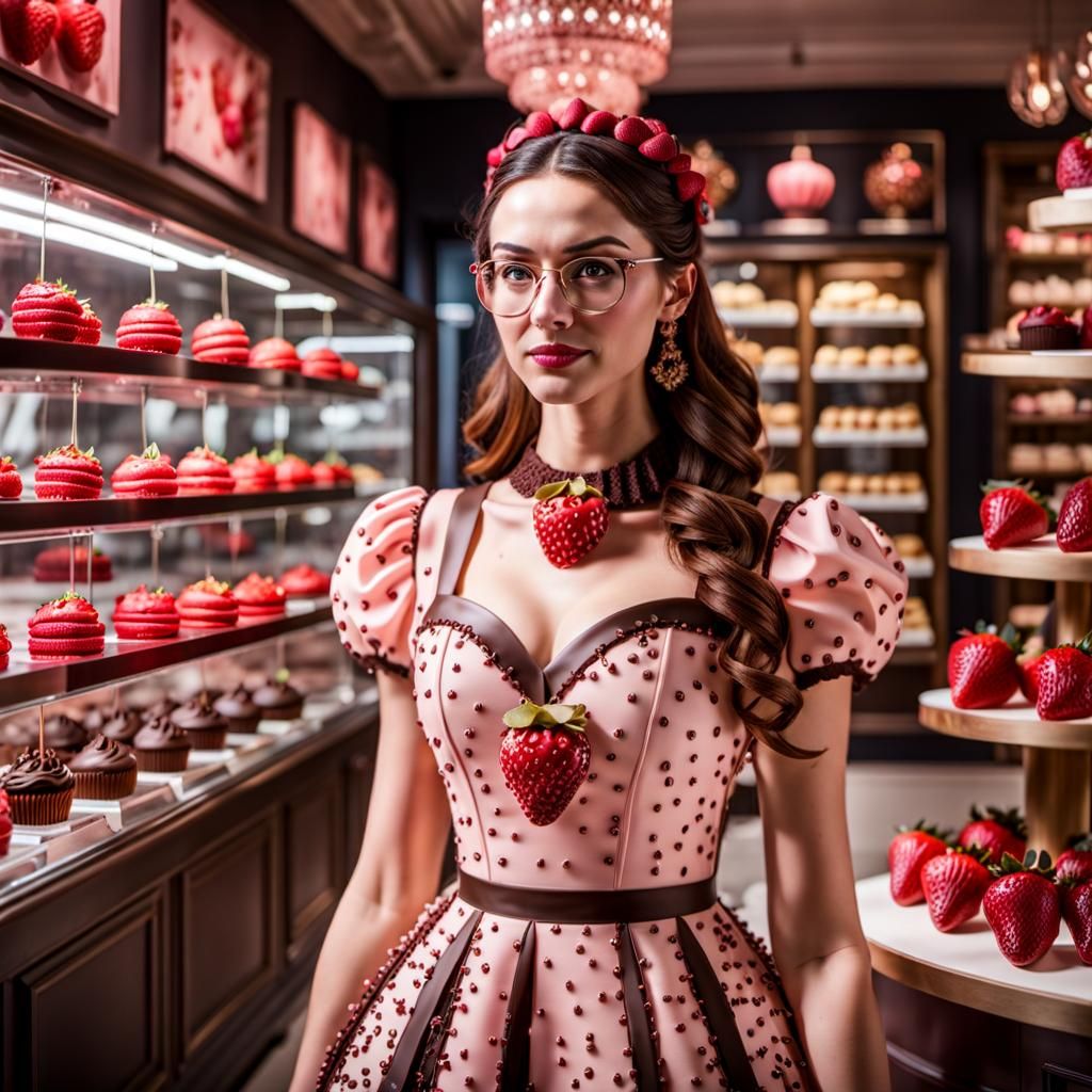 Strawberry Buttercream Dress in Chocolate Store
