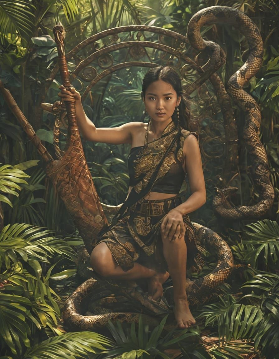 Ethereal Goddess in Tropical Jungle Splendor