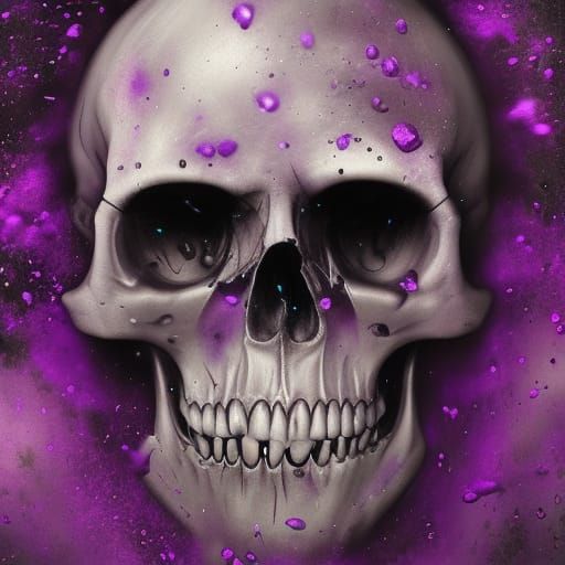 Gothic Splendor: A Mid Shot of Raining Purple Skulls