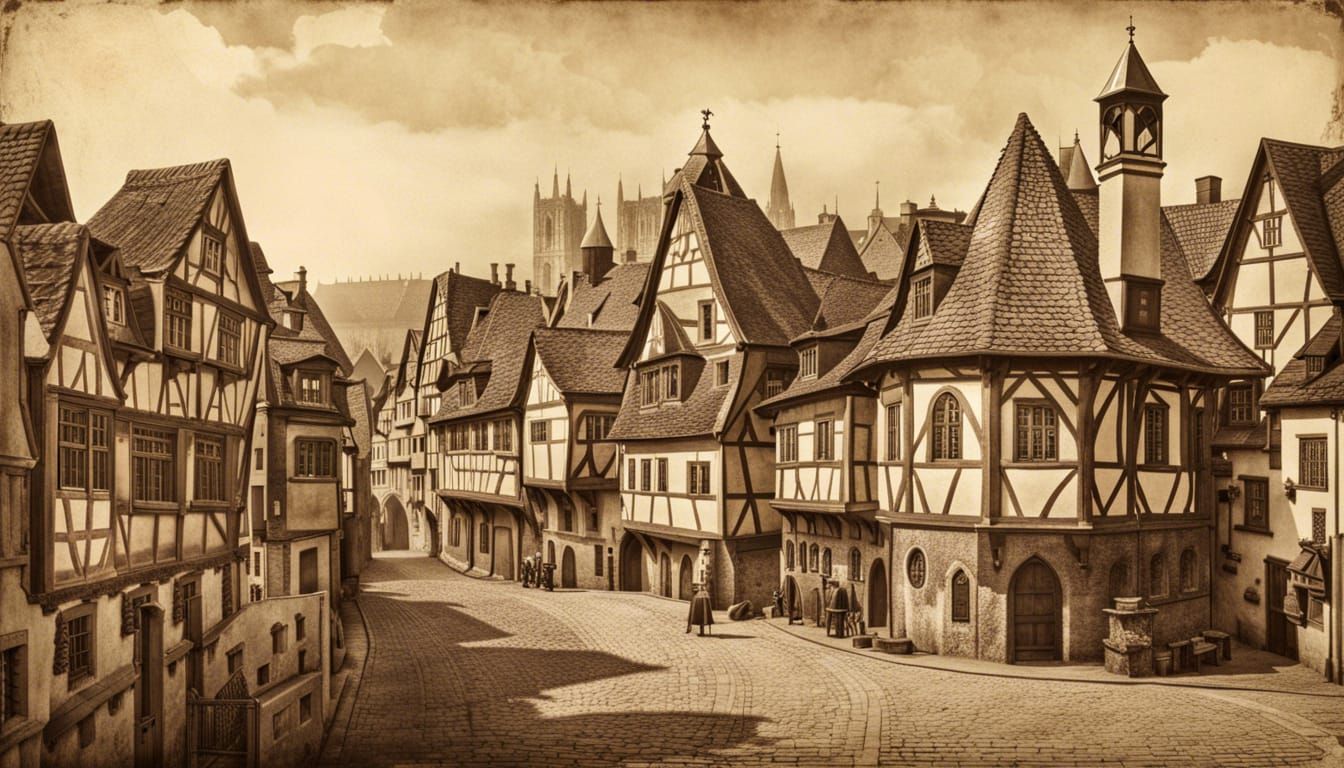 Sepia Medieval City in Rohbock Style
