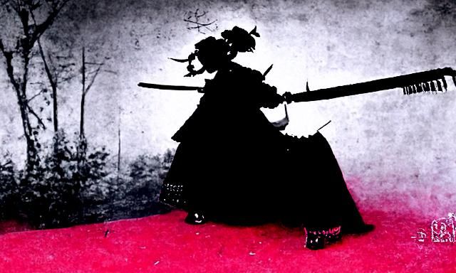 Gothic Victorian Samurai Woman in Black