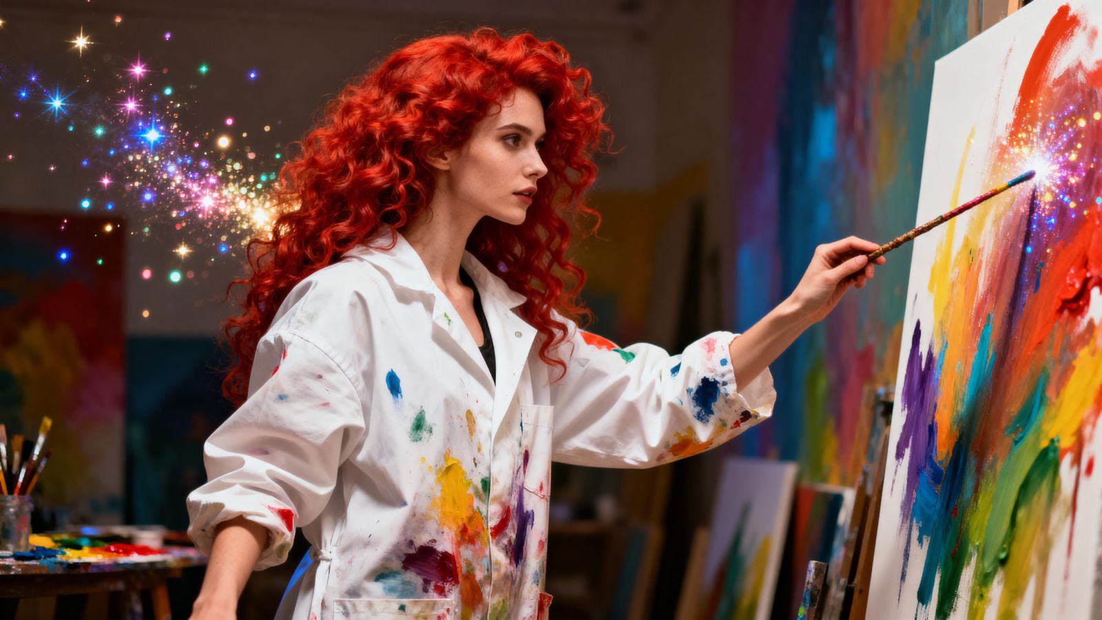 Witch Painting Magical Masterpiece with Paint Sparkles